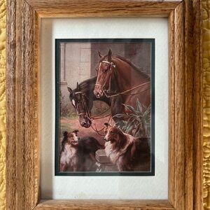 Horse pictures- set of three framed 5”x7” postcard pictures.